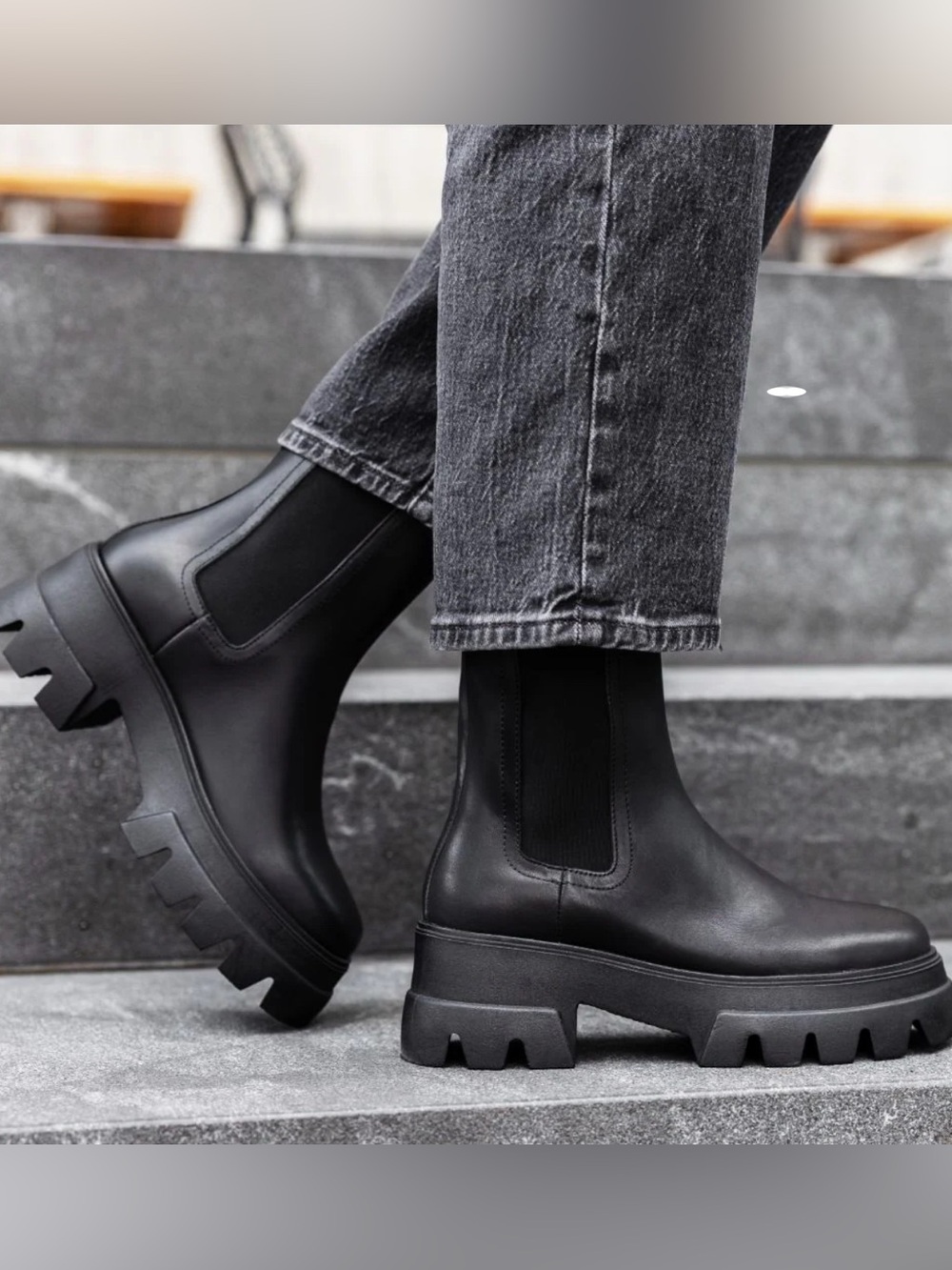 New MIA Black Chunky Chelsea Combat Boots